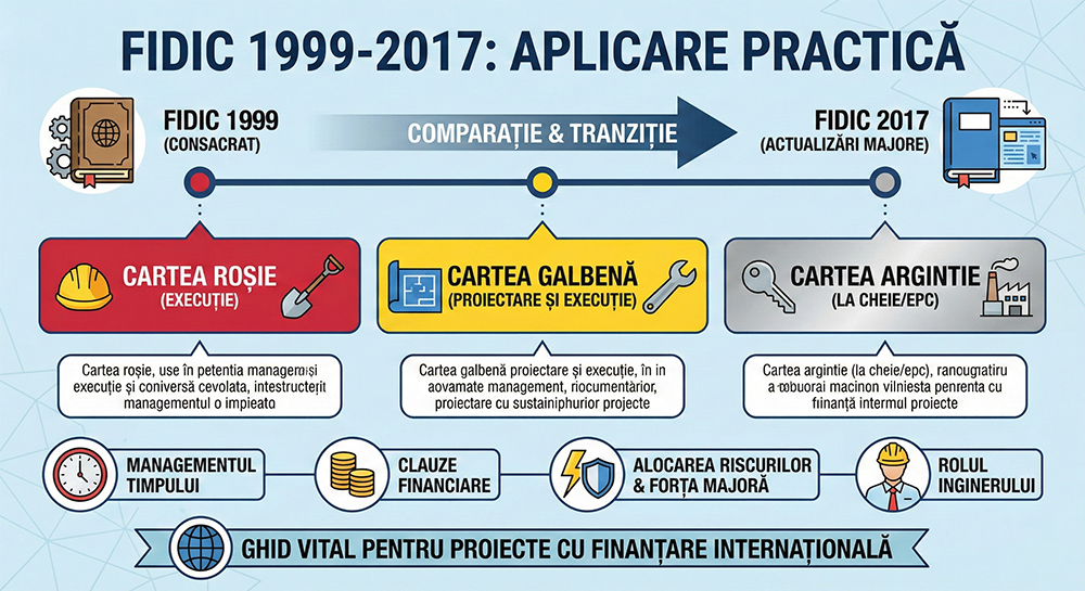 FIDIC 2017-1999 – Aplicare practica cartea rosie , galbena si argintie  Practical use FIDIC 1999-2017