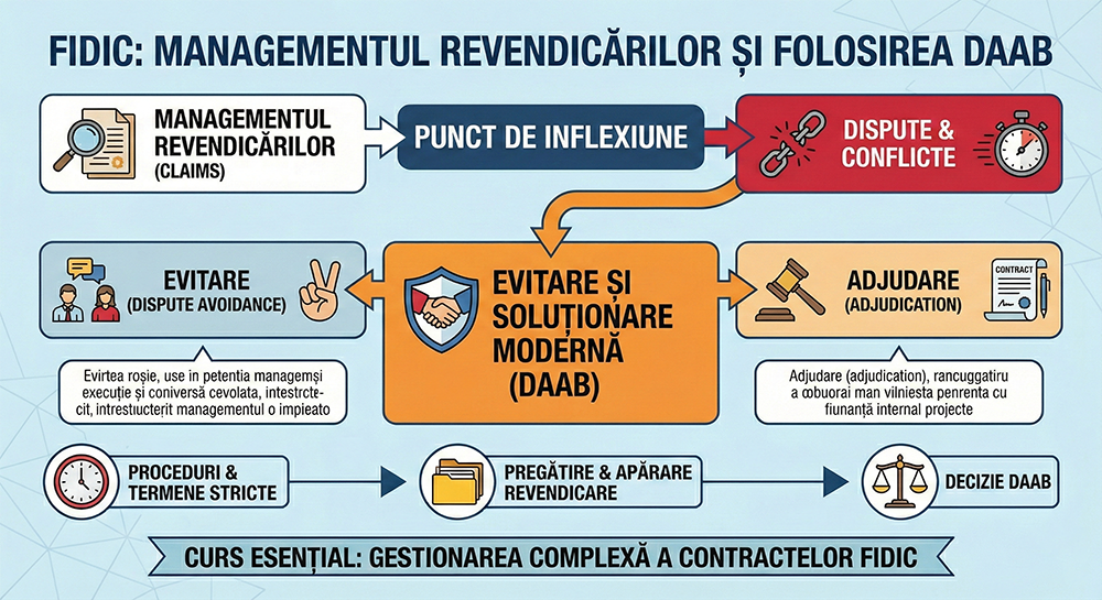FIDIC: Managementul revendicărilor și folosirea Comisiilor de Adjudecare/Evitare a Disputelor (DAAB)